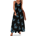longue maxi à motif héron, sans manches, idéale pour l'été et la plage.