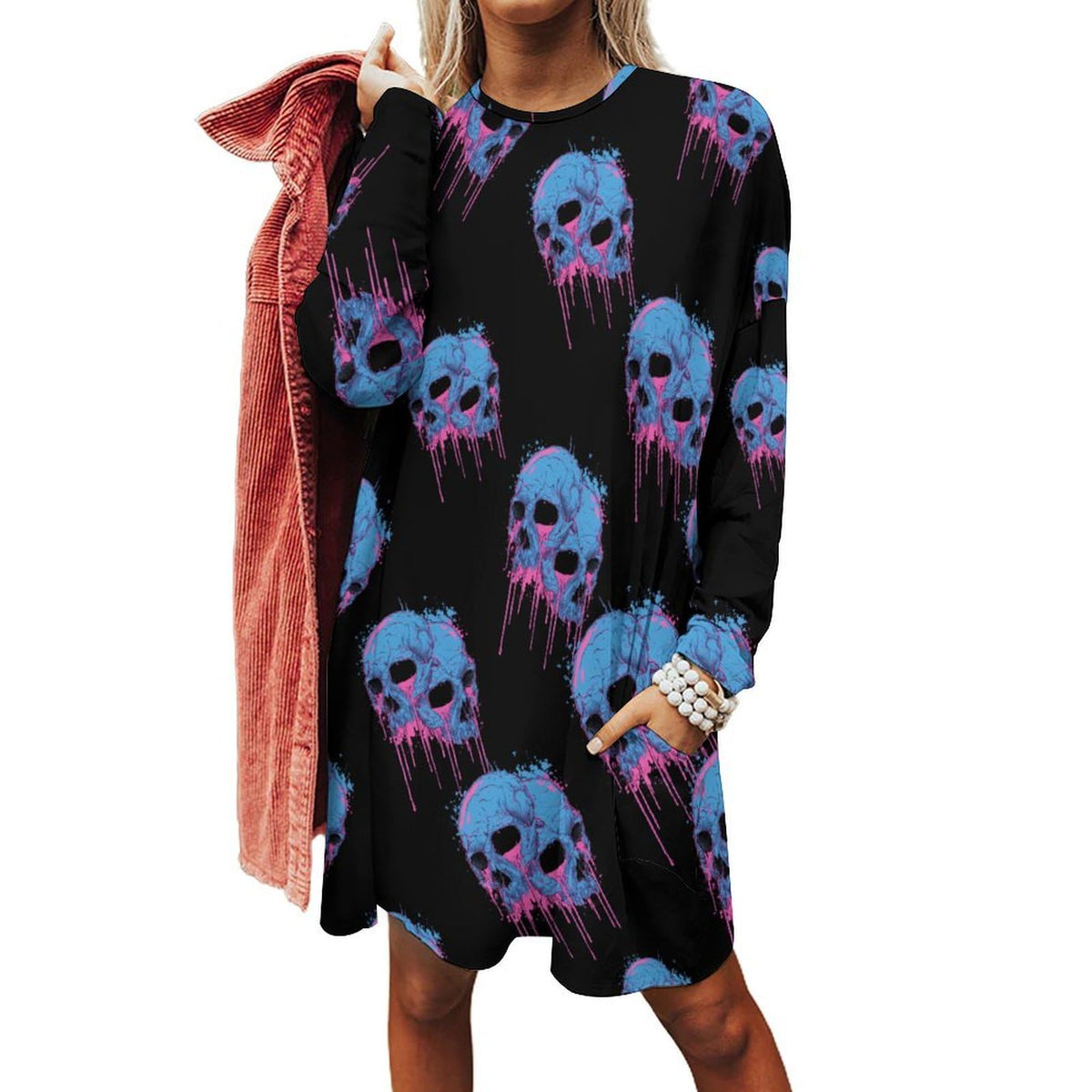 sweat-shirt pull Duel Skulls pour femme, taille 6XL